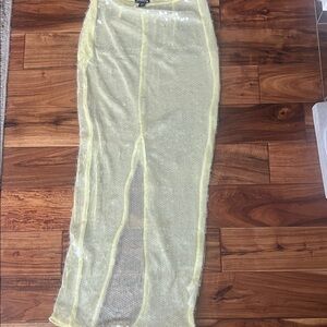 PrettyLittleThing Lemon Sheer Sequin Maxi Skirt